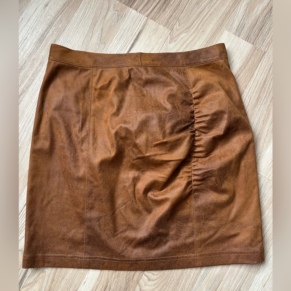 Free People Brown Faux Suede Skirt Size M